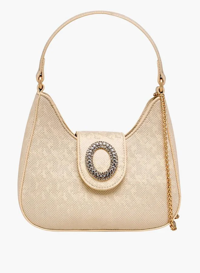 Flora Bella By Shoexpress Textured Shoulder Bag With Embellished Button Closure Ramadan Collections